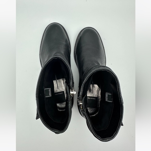 Dolce Vita Kiera Leather Moto Ankle Riding Bootie Black - Picture 7 of 12